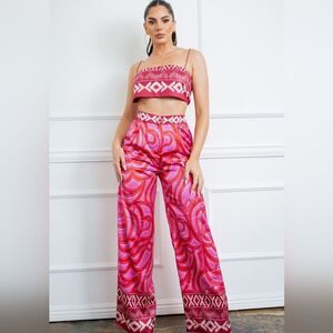 New Summer Bra Top And Wide Leg Pants Set